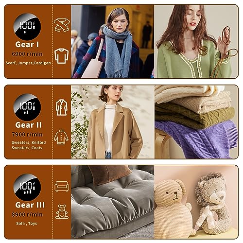 Sinzux Fabric Shaver Lint Bobble Remover For Clothes, Electric Debobbler Lint Fluff Removers Rechargeable De Bobbler Shaver With Led Display, Adjustable 3 Speeds, 6-Leaf Blades, Clean Brush - 5