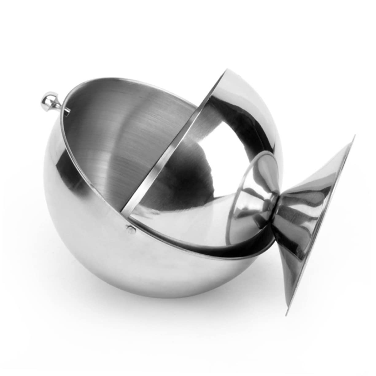 MUCKLILY Spherical Stainless Steel Sugar Bowl Candy Jar Seasoning Bottle for Home Kitchen Unbreakable Modern Decor for Dining Table for Buffet Use