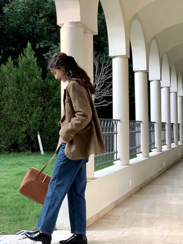 Womens Blazer Business Casual Suit Herringbone Tweed Blazers Padded Shoulder Long Sleeve Blazer Dressy Full Lining4