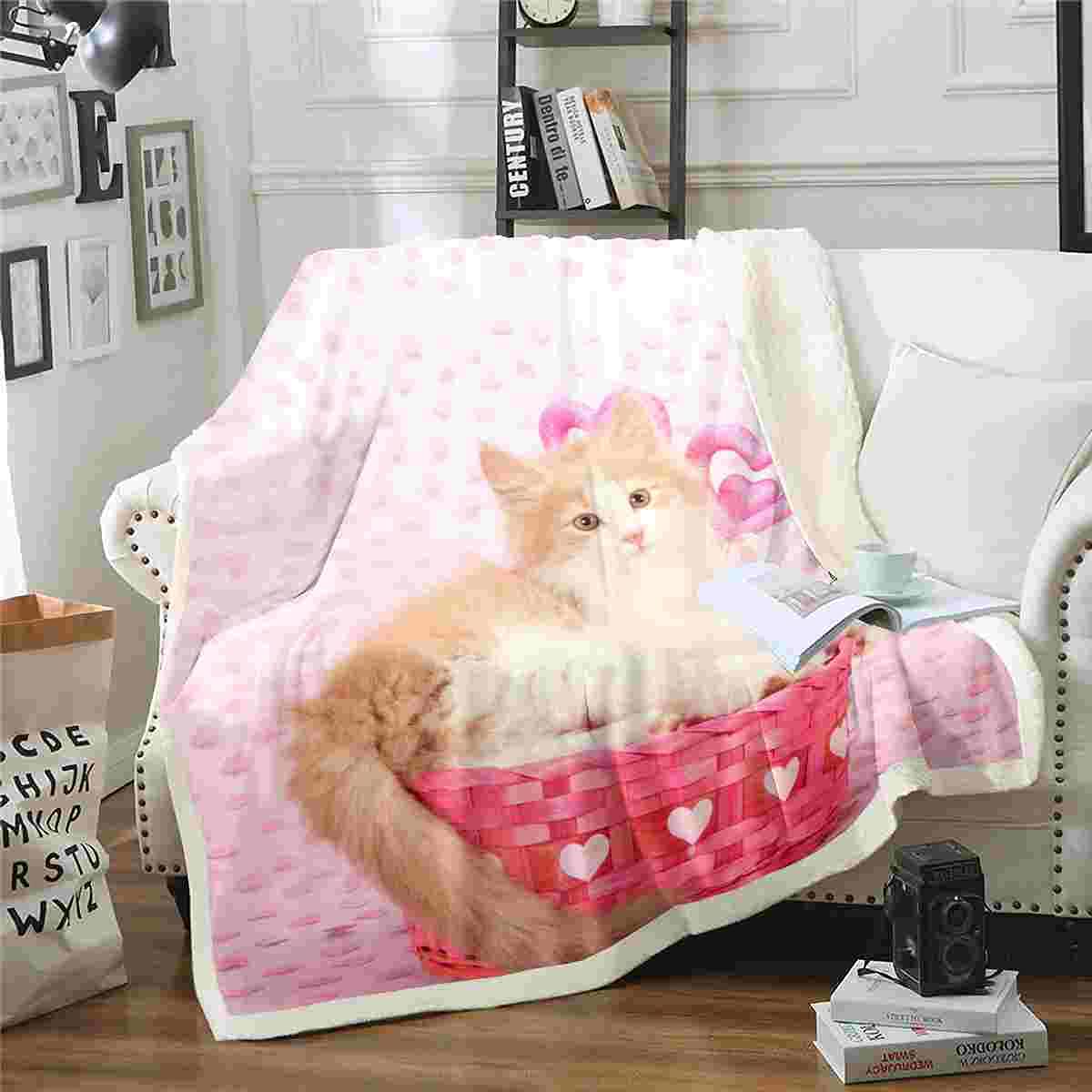 Manta de forro polar para gatos y mascotas, manta de felpa para gatitos, transpirable, cálida y mullida, para habitación, tamaño King, 87 x 94 pulgadas
