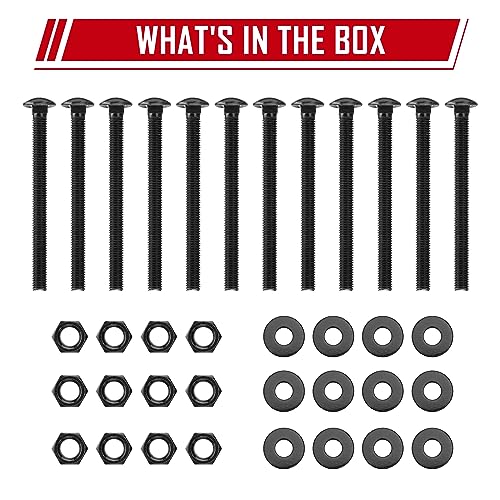 Image of SPARKWHIZ 1 /2 x 6 Inch Carriage Bolt Kit, Rust Resistance Bolts Includes 12 Bolts, 12 Washers, and 12 Nuts, Black (Pack of 2)