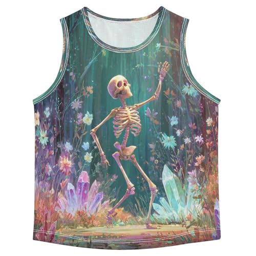 Skull Flower Teal Boys Tank Tops Toddler Boys' Assorted Sleeveless Tank Tops for 3-15 Years,3T