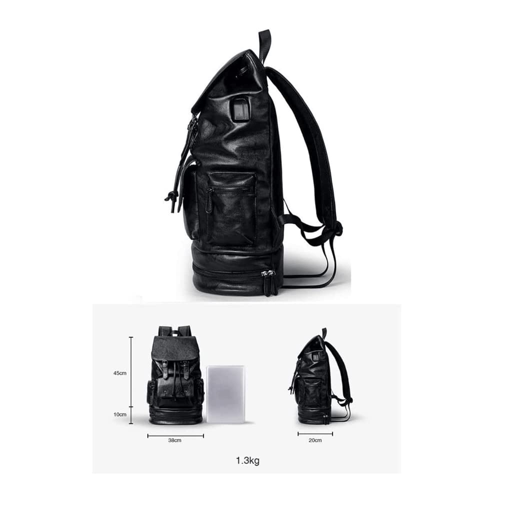 Zaino da Viaggio Zaino Portatile per Laptop Zaino da Lavoro Semplice alla Moda da Uomo Zaino da Giorno con Presa USB Zaino da Viaggio Unisex per Esterni,Nero-20x38x55cm