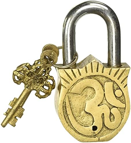 Brass Padlock - Lock with Keys - Working Functional - Brass Made Golden Laxmi Padlock.