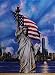 34" X 44" Panel Land That I Love Statue of Liberty Patriotic Stars and Stripes Flag New York City Skyline Fourth of July Independence Day Americana Red White Blue Cotton Fabric Panel (P4288-159)
