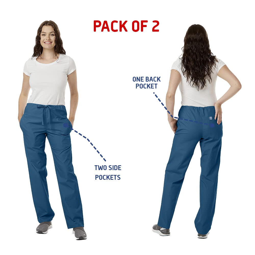 SPECTRUM UNIFORMS Ultrasoft Classic Scrub Pants | Joggers Cargo Pants | Unisex, Drawstring, Soft Fabric | Ideal for Medical Professionals (Pack of 2) Caribbean Blue