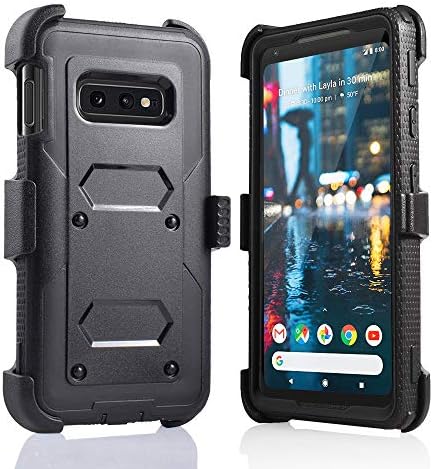 for Samsung Galaxy S10E/lte Heavy Duty Belt Clip Holster Ultra Protective Tough Grip Cover with Holder and Built-in Screen Protector (Black)