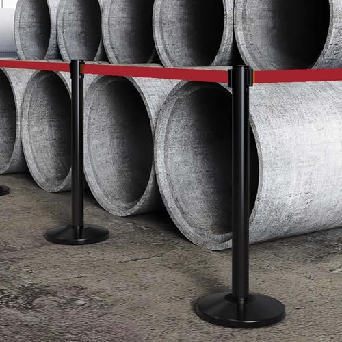 Poteau de sécurité rétractable noir 2m en acier robuste avec sangle auto-enroulable fluide - 6