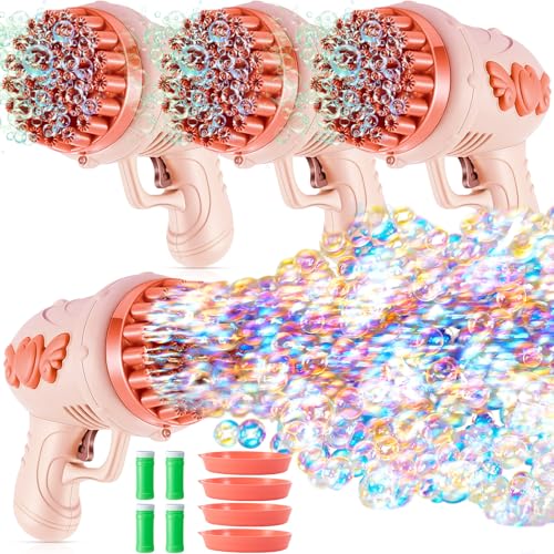 ShinyRelief 4 Pack Wedding Bubble Guns 32 Holes with Light, Bottles Solution, Romantic Bubble Maker for Outdoor Ceremony, Wedding Party Favors, Photo...