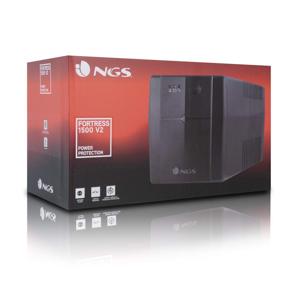 NGS FORTRESS1500V2 - Gruppo di continuità UPS, Off Line UPS 1200 VA, Tensione a Uscita Stabile di 720W per 4 Prese Schuko