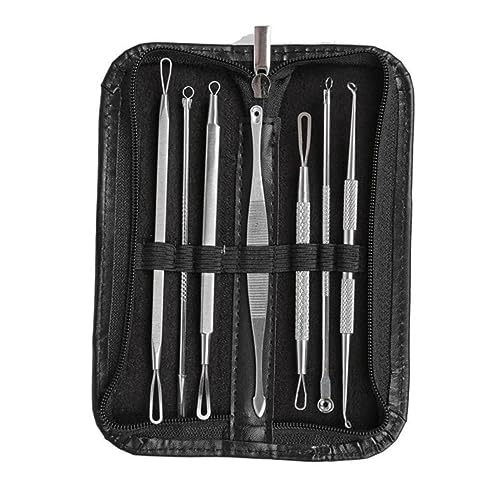 Mikinona Blackhead Extractor Tool Set 7pc Pimple Popping Kit Comedone Remover Face Spa Blemish Tool