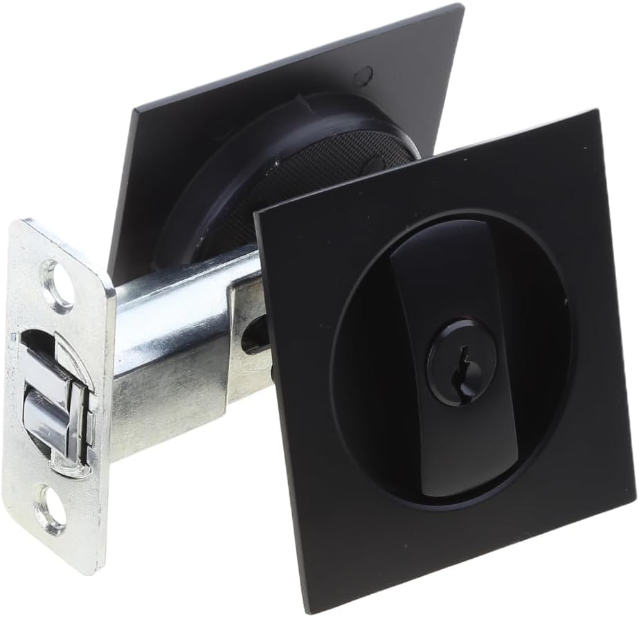 Pffiocix Contemporary Privacy Pocket Door Lock - Reversible Pocket Door Hardware Easy Installation