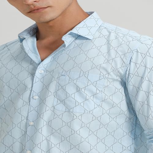 Image of BASICS Cotton-Linen Blended Men's Shirt | Slim Fit | Everyday Smart Casual Wear | Full Sleeve