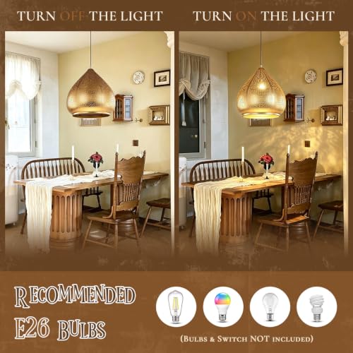Image of Retro Hanging Pendant Light Plug in Cord Moroccan Hanging Lamp