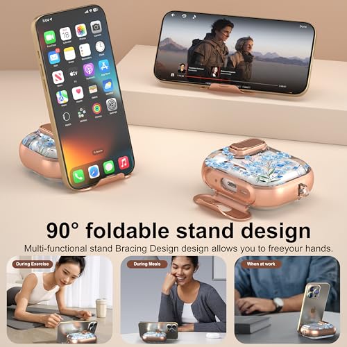 Image of for Apple AirPods Pro 3 Case 2025 with Safety Lock & Foldable Phone Stand | Double Drop Protection,Two-Piece Design, Airpod Pro 3 Case with Keychain & Cleaner Kit, Support Wireless Charging, Blue
