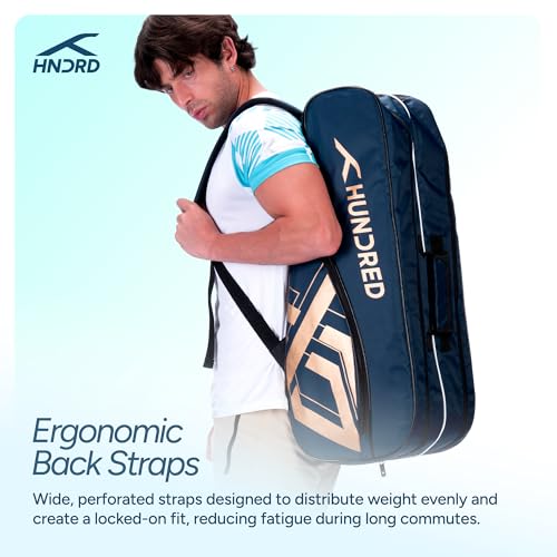 Image of Hundred CosmoGear Max Kit Bag with Dual Climate-Control Compartments | Dedicated Shoe Pocket | Ergonomic Back Straps|for Professional Play |Ideal for Men & Women (Black /Royal Blue)