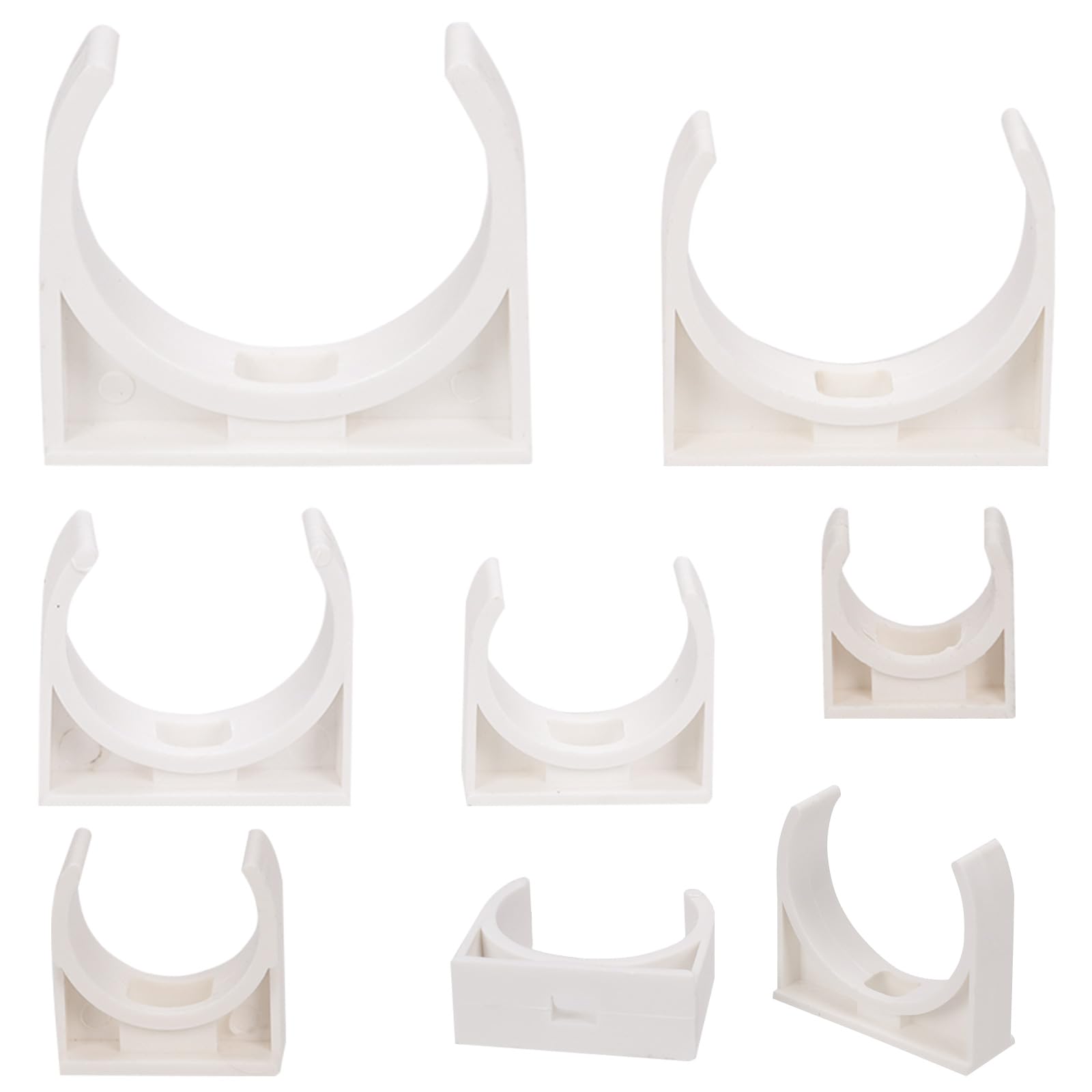 Swpeet 140Pcs 6 Sizes PVC U-Shaped Water Pipe Clamps Clips Assortment Kit, U-Shaped Buckles, Plastic Pipe Clips, Pipe Hangers Clamps, Holder Pipe