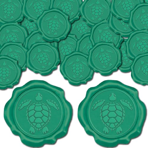 CRASPIRE 100 Uds Pegatinas de Sello de Cera de Tortuga Pegatinas Adhesivas Verdes para Sellar Sobres Pegatinas de Decoración del Mar para Decoración de Sobres de Invitación Fiesta de Cumpleaños
