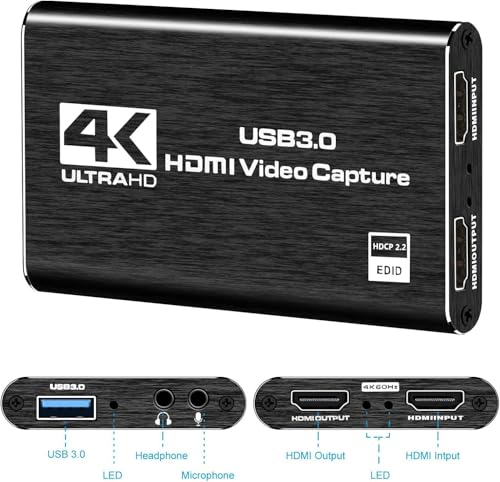 Image of Capture Card Nintendo Switch, 4K HDMI Video Capture Card, 1080P 60FPS, HDMI to USB 3.0 Capture Card for Streaming Work with Camera /Xbox /PS4 /PS5 /PC /OBS