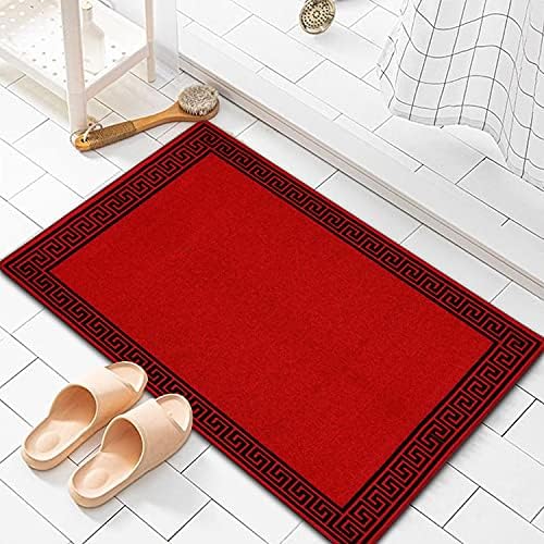 Prime Linens Super Absorbent Door Mat Non Slip - Heavy Duty Washable Doormats Floor Mats For Kitchen Office Chair Front Door Matt Indoor Outdoor | 40 X 60 cm - Greekey Black & Grey