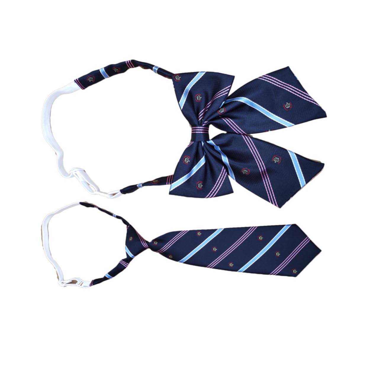 Homoyoyo 2pcs Oversized Pride Bow Tie Set Cartoon Tie for Cosplay Black White Stripe Bow Cosplay Necktie Cravat Uniform