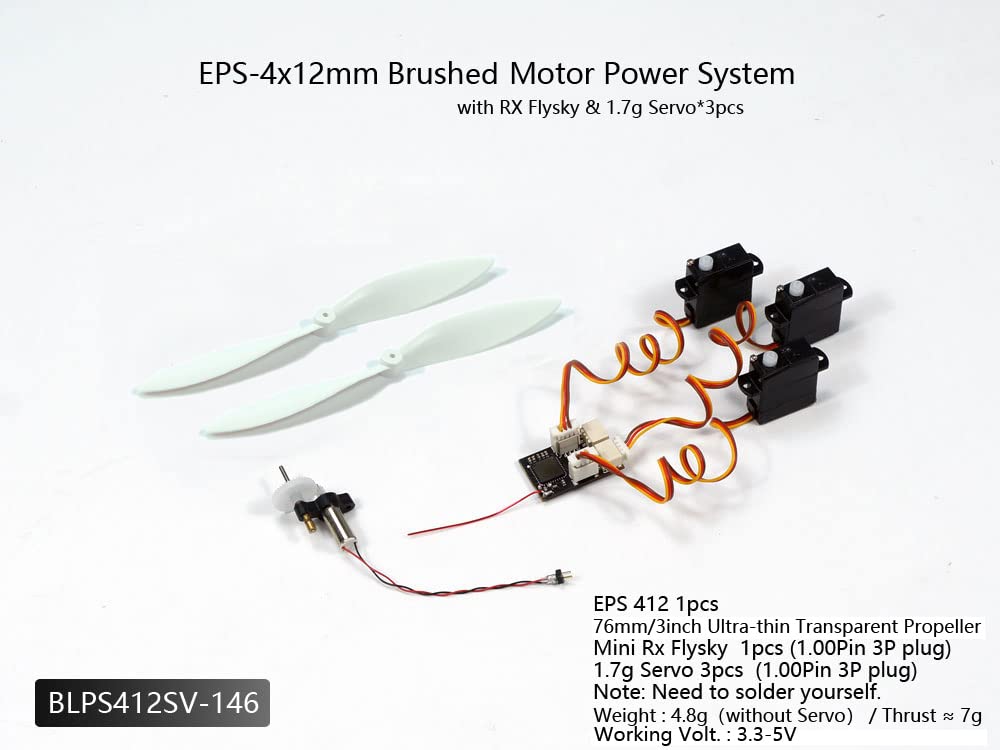 DIY Micro Brushed Power System with 4x12 Brushed Motor,Micro Prop,Micro Receiver for RC Micro Mini Indoor Airpalne (BLPS412SV-146)