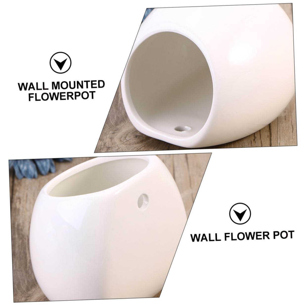 COLLBATH 4 Sztuki Ceramicznych Doniczek Wiszących Ścianę Białe Dekoracyjne Do Kwiatów i Sukulentów Praktyczne i Trwałe Oszczędzające Miejsce Doniczki Ścienne