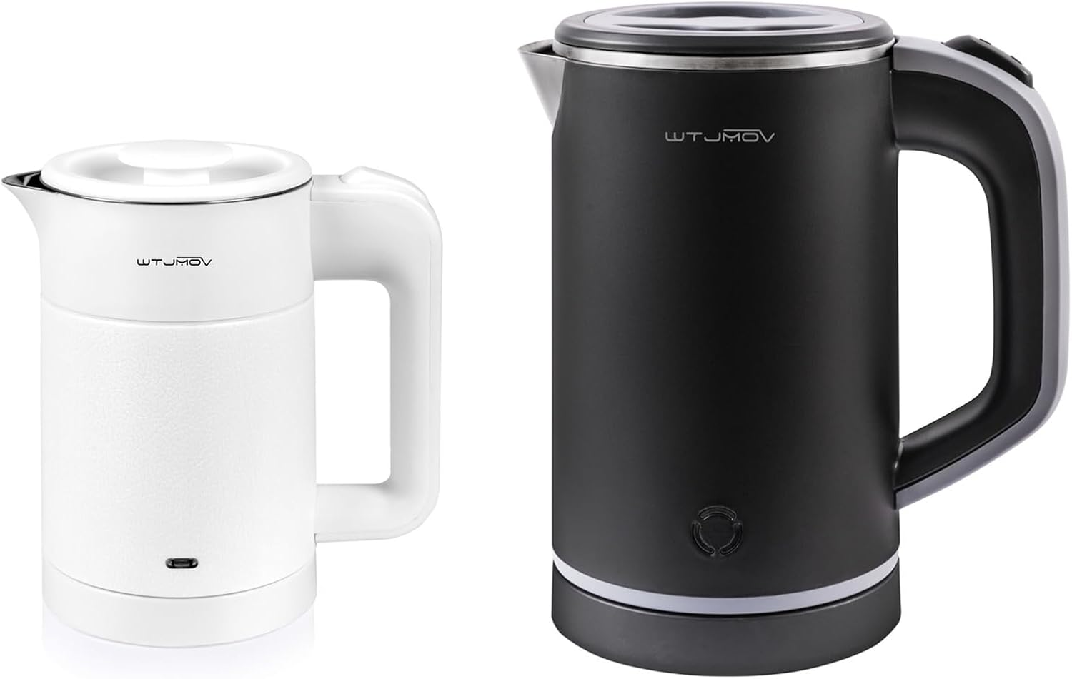 0.6L Small Electric Kettle White + 0.8L Small Tea Kettle Black