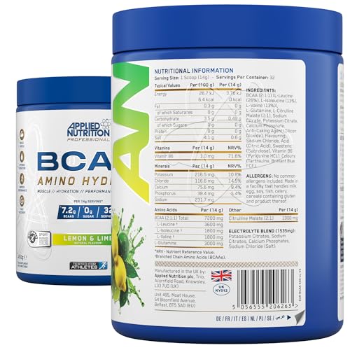 Applied Nutrition BCAA Powder - Branched Chain Amino Acids BCAAs Supplement, Amino Hydrate Intra Workout & Recovery Energy Drink (450g - 32 Servings) (Lemon & Lime) - Image 6