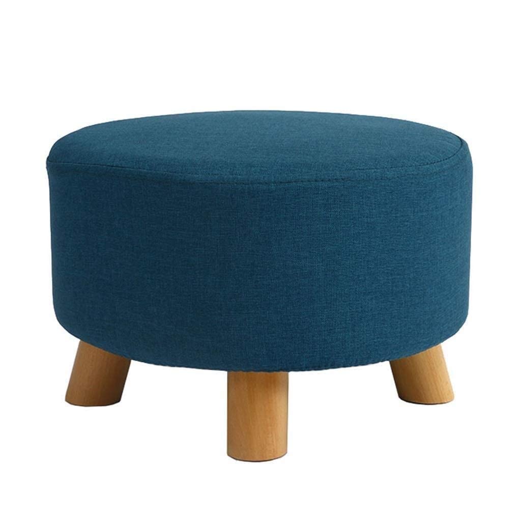 Banc en bois rembourré haut de gamme en lin bleu pour salon sophistiqué