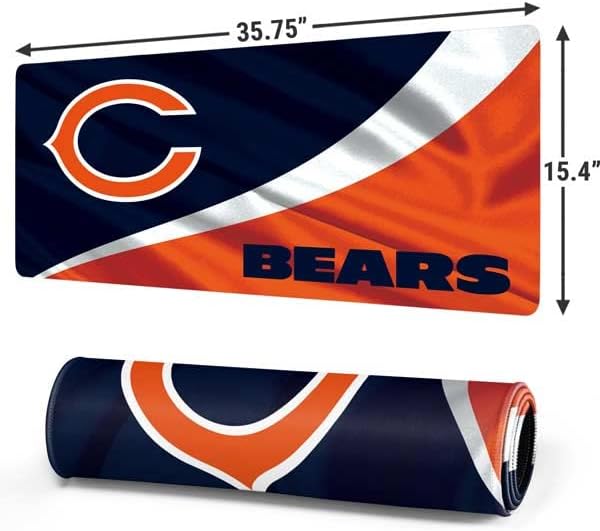 Skinit Extra Large Gaming Mouse Pad - Officially Licensed Chicago Bears Design with Stitched Edges, Waterproof, Non-Slip Rubber Base, Desk Mat for Keyboard & Mouse, 35.75" x 15.4" inches
