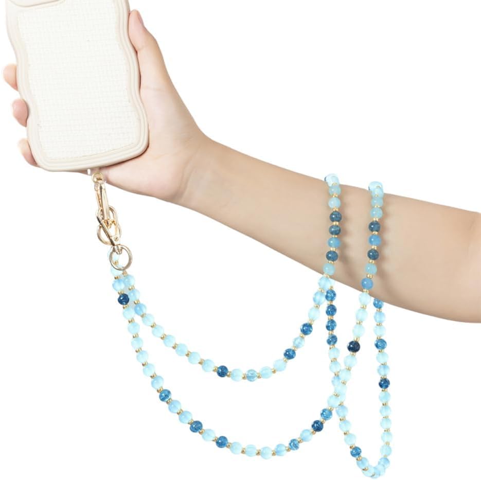 Marble Beaded Phone Lanyard, Crossbody Chain Strap with Gold Clasp, 120cm Length, Universal Mobile Holder, Multi-Color Crystal Beads for Phone Cases, Bags-image-26