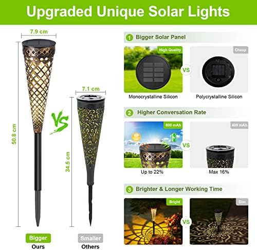 KOOPER Solar Lights Outdoor Garden, 4 Pack Metal Garden Lights Solar Powered with Warm White & Cool White Light, Waterproof Garden Ornament Solar Lights for Outdoor Yard Patio Decor