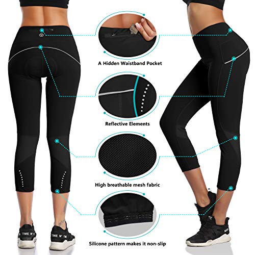 image for DAYOUNG Women's Bike Tights 3D Padded Leggings Capri Cycling Bicycle B