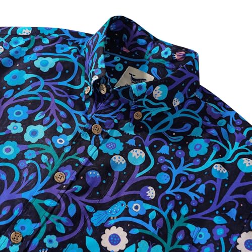 Men's Blue and Purple Hawaiian Shirt Short Sleeve Button-Down Shirt 100% Cotton Aloha Shirt2
