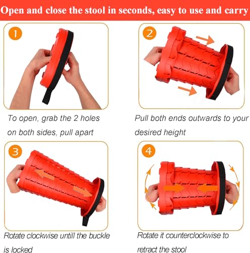 Image of Fishboy Upgraded Collapsible Stool, 400lbs Max Weight, Lightweight But Sturdy, Portable Retractable Folding Telescoping Foldable Camping Stool for Adults Outdoor Fishing Hiking BBQ