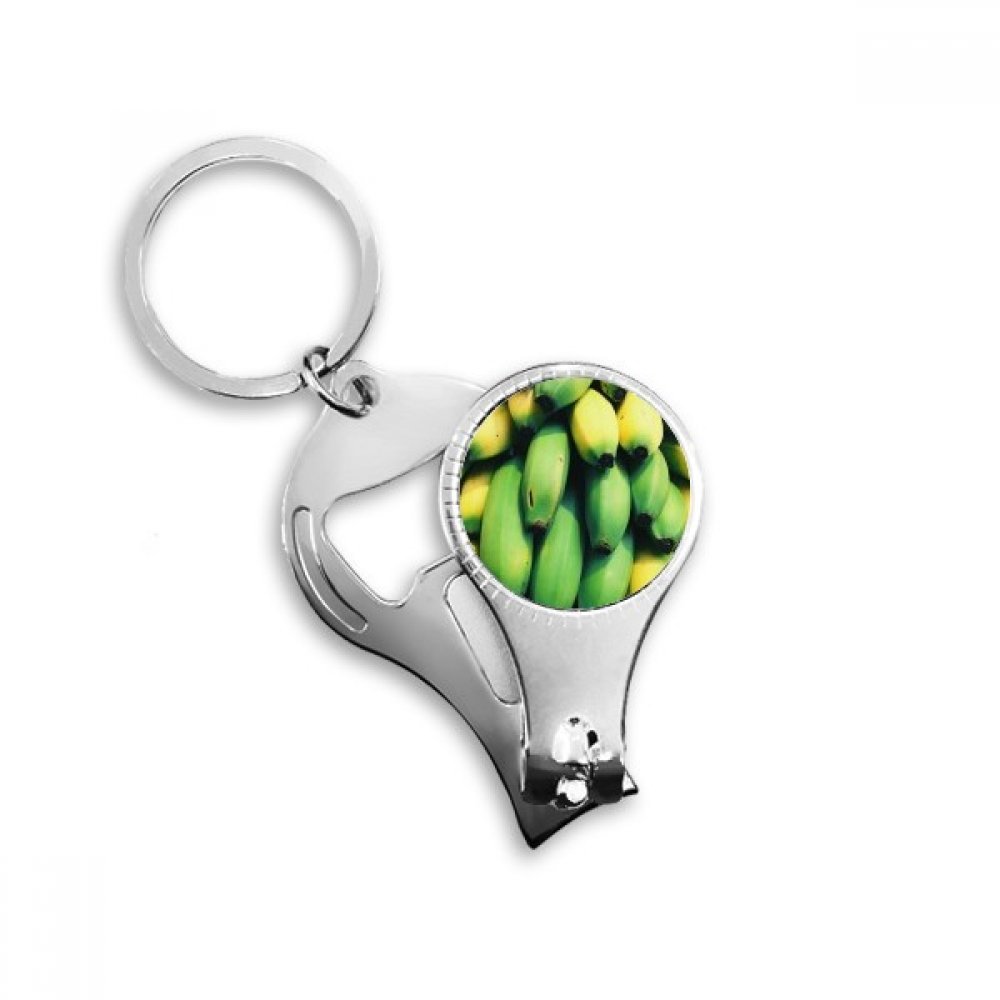 Anneau porte-clés décapsuleur coupe-ongles au design banane jaune pop