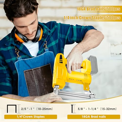 Cordless 18GA Brad Nailer for Dewalt 18V 20V Max Battery, 2 in 1 Electric Nailer Stapler with 500 Nails and 500 Staples, 80 Shots/Min, for Home Improvement, Woodworking (No Battery) 6 Cordless 18GA Brad Nailer for Dewalt 18V 20V Max Battery, 2 in 1 Electric Nailer Stapler with 500 Nails and 500 Staples, 80 Shots/Min, for Home Improvement, Woodworking (No Battery) - Image 6