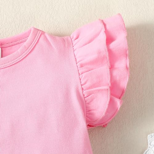 Image of LYSMuch Toddler Baby Girls T Shirt Ruffle Sleeveless Kids Cotton Tshirt Solid Color Blouse