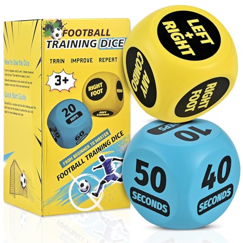Faburo Football Keepy Up Training Dice (2 pcs) Fun Football Gifts for Boys & Girls 8-12 Football Skill Game Football Training Equipment Stocking Fillers for Kids