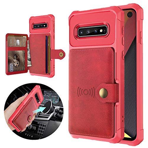Compatible with Samsung Galaxy S10 Wallet Case for Galaxy S10 Magnetic Car Mount Premium Leather Card Slots Case Cover for Samsung S10 6.1