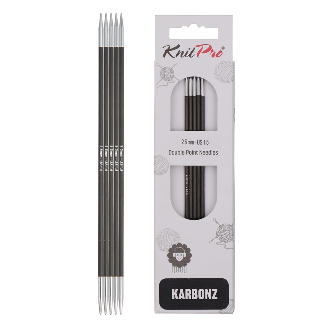 KnitPro Karbonz Double Pointed Needles 6" (15cm) | 2.50 mm