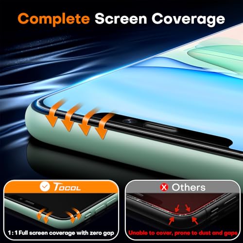 Image of TOCOL for iPhone 11 / iPhone XR Screen Protector 9H Hardness Military Grade Shatterproof HD Tempered Glass Full Coverage Easy Installation Case Friendly 2 Pack | HD, Tempered Glass, Full Coverage, Anti-Fingerprint, Easy Installation