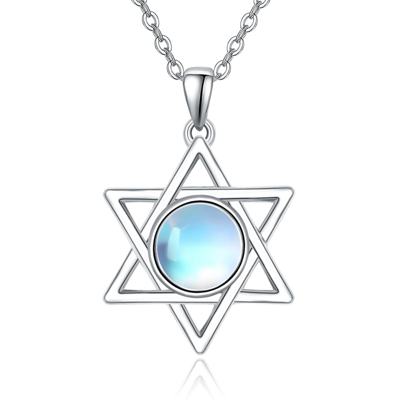 KINGWHYTE Collana in argento Sterling 925 con ciondolo a forma di pianeta Saturno con pietra di luna, gioiello celeste, regalo di compleanno per donne