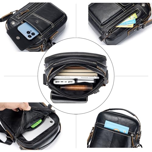 Image of Leather Shoulder Bag for Men Small Mens Crossbody Bag Purses Handbags | Small