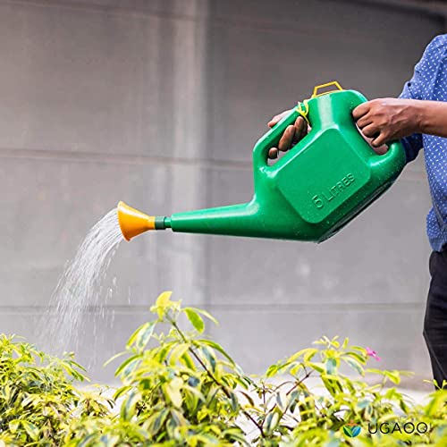 Image of Amazon Brand - Umi 5 Litre Plastic Watering Can for Plants | Garden & Indoor Plant Watering Can with Sprinkler Spout | Lightweight Watering Jug for Balcony, Home Gardening & Outdoor Use (Green)