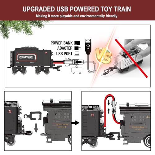 Tren eléctrico de metal infantil con humo y sonido real 3