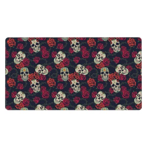 Alfombrilla de teclado y ratón grande antideslizante con diseño de calavera