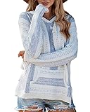 Yacooh Womens Baja Lightweight Beach Hoodie Boho Mexican Striped Sweaters Drawstring Hooded Sweatshi