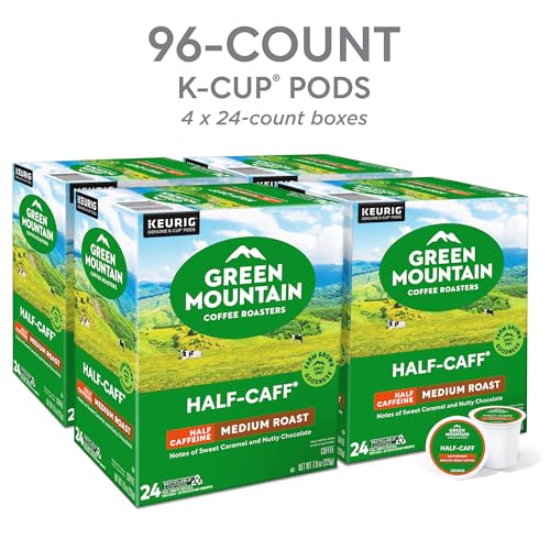 Image of Green Mountain Coffee Roasters Half Caff, Single-Serve Keurig K-Cup Pods, Medium Roast Coffee Pods, 96 Count